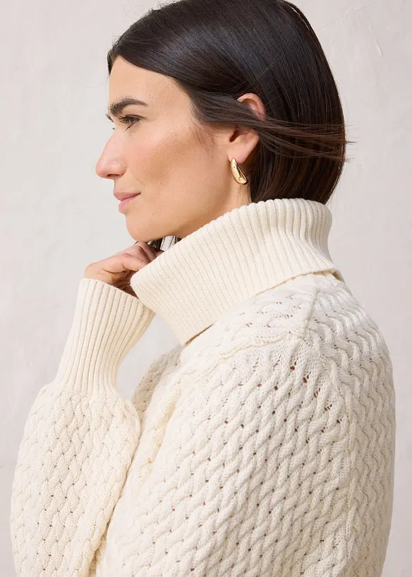 Maglione a collo alto con lana merino, bonprix