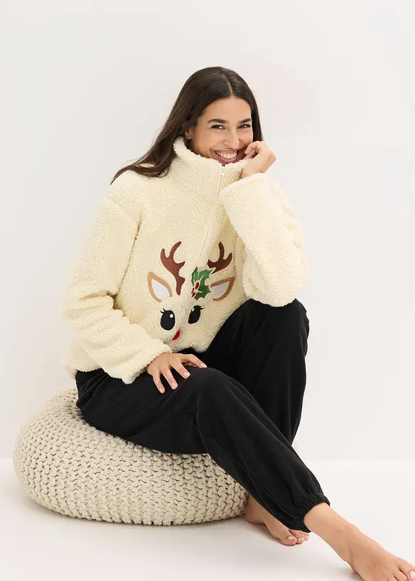 Tuta da casa in teddy con pantaloni in pile, bonprix
