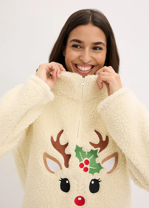 Tuta da casa in teddy con pantaloni in pile, bonprix