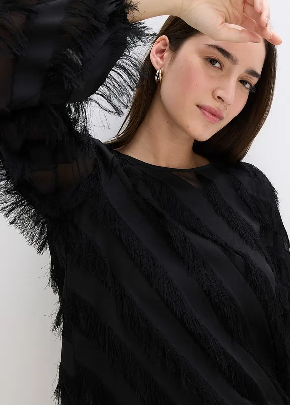 Blusa con dettagli frangiati, bonprix