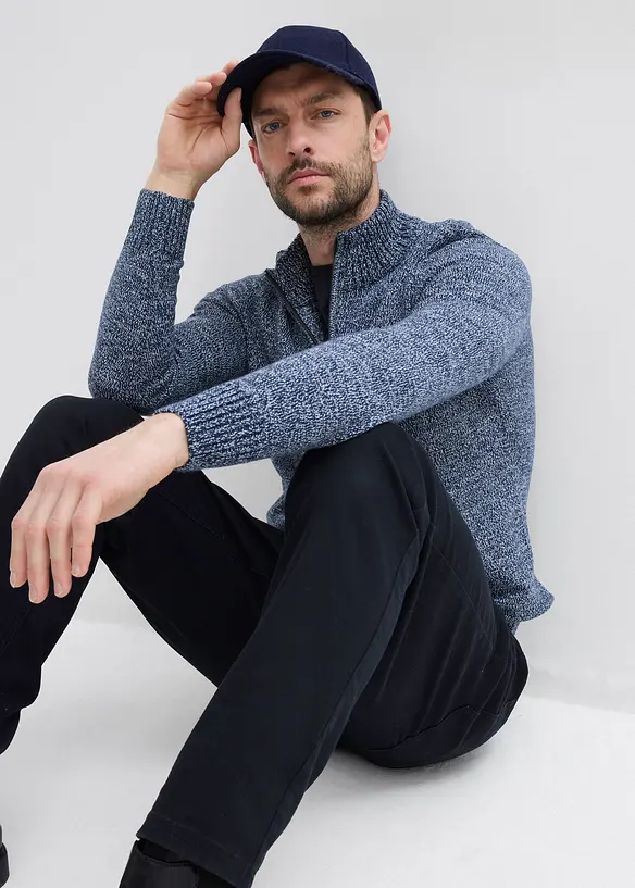 Maglione con mezza zip e cotone, bonprix