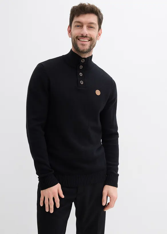 Maglione con bottoni in misto cotone morbido, bonprix