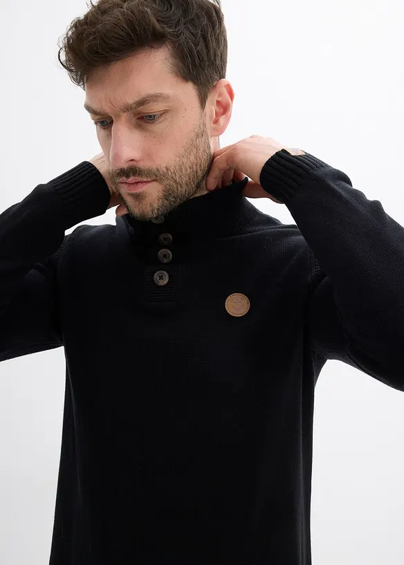 Maglione con bottoni in misto cotone morbido, bonprix