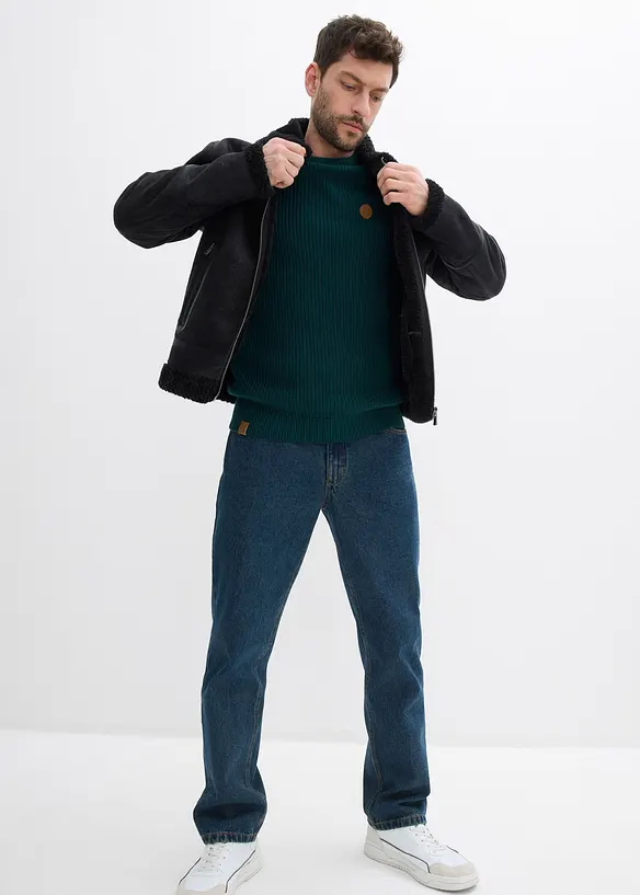 Maglione girocollo in morbido misto cotone, bonprix