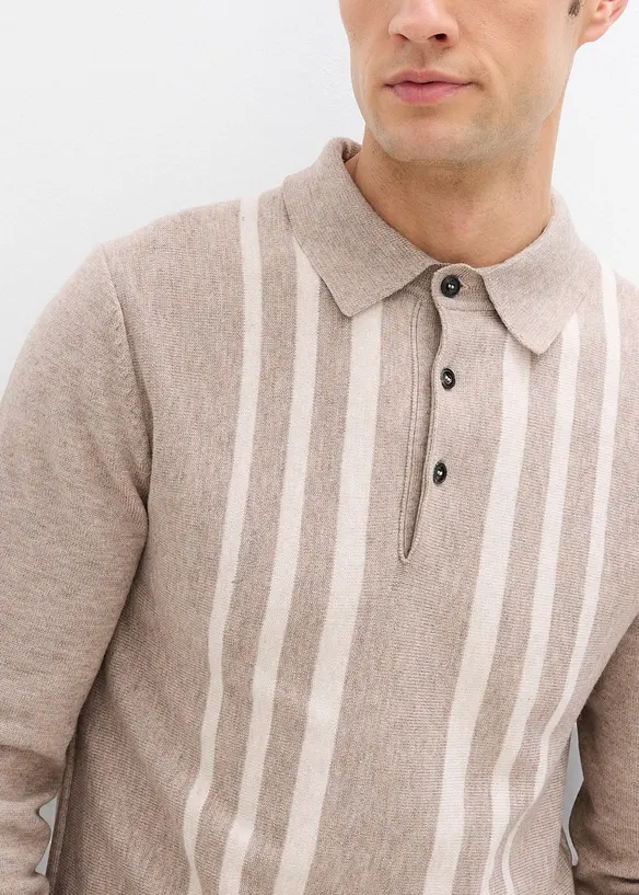 Maglione in filato fine stile polo, slim fit, bonprix