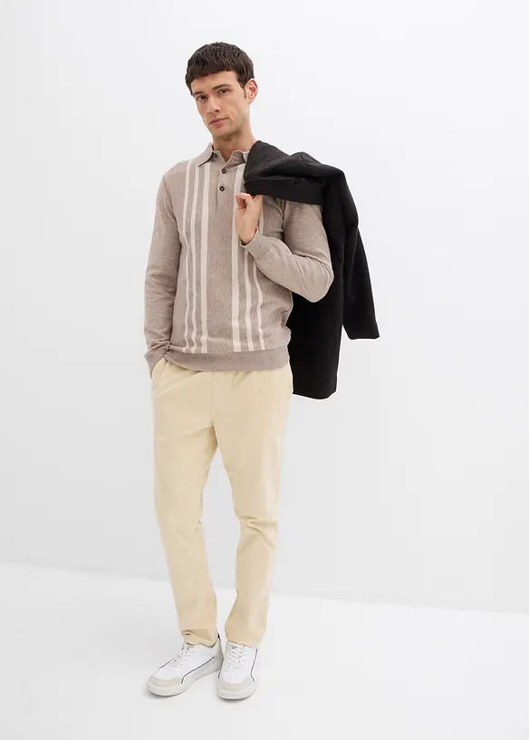 Maglione in filato fine stile polo, slim fit, bonprix