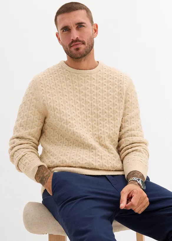 Maglione in filato fine con motivo operato, bonprix