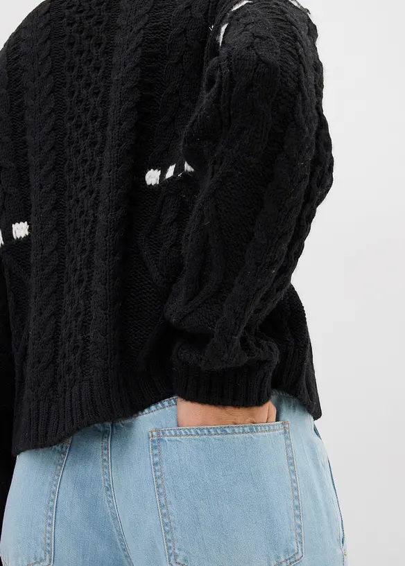 Maglione in filato grosso con motivo a trecce, bonprix