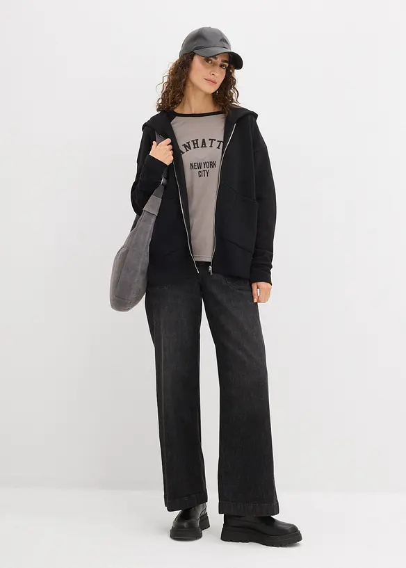 Felpa oversize con zip, bonprix