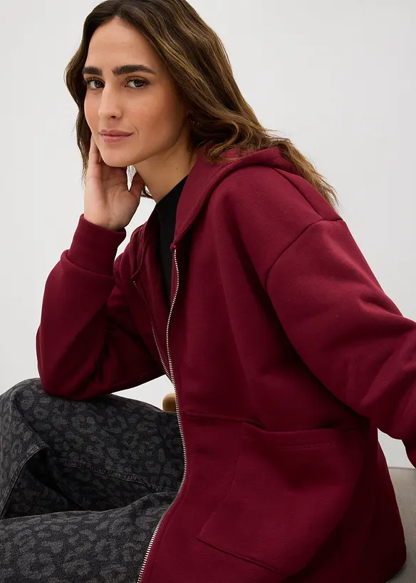Felpa oversize con zip, bonprix