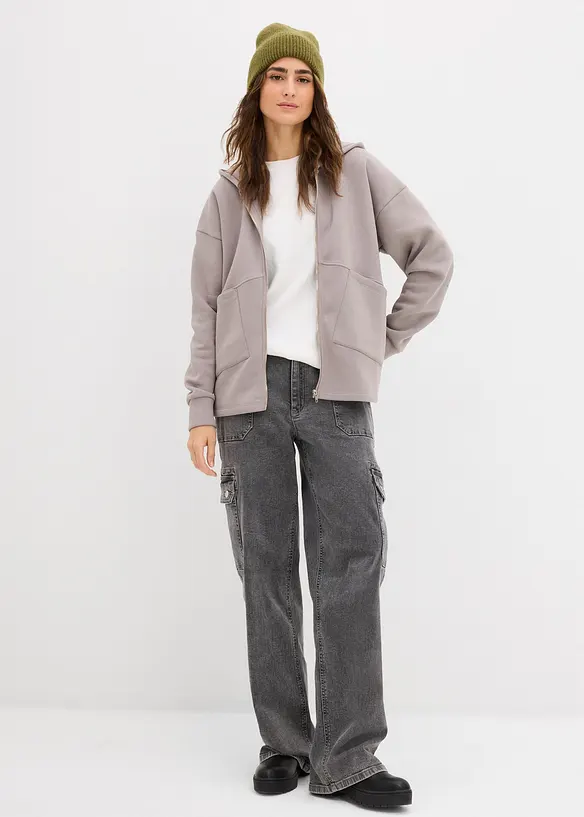 Felpa oversize con zip, bonprix