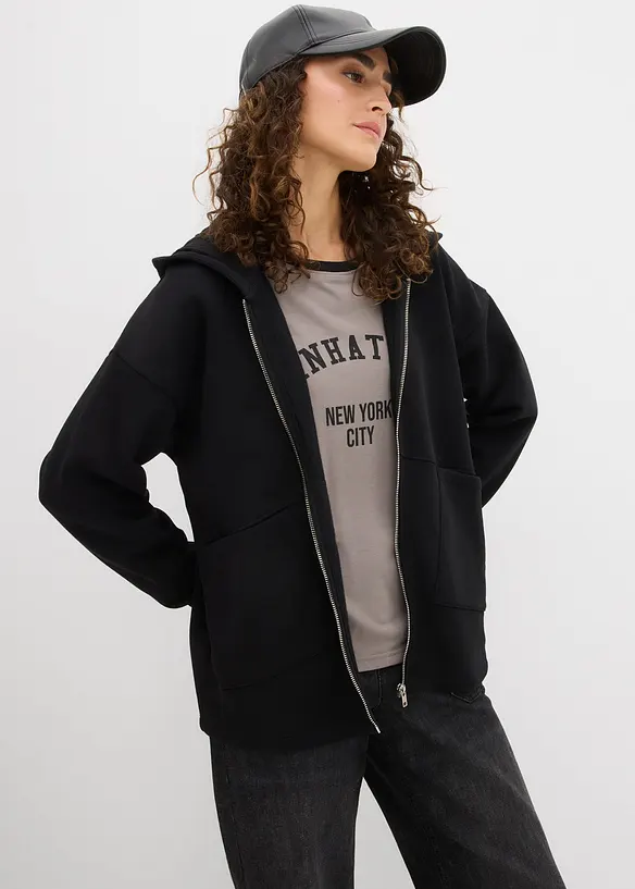 Felpa oversize con zip, bonprix