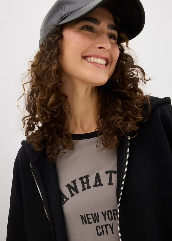 Felpa oversize con zip, bonprix