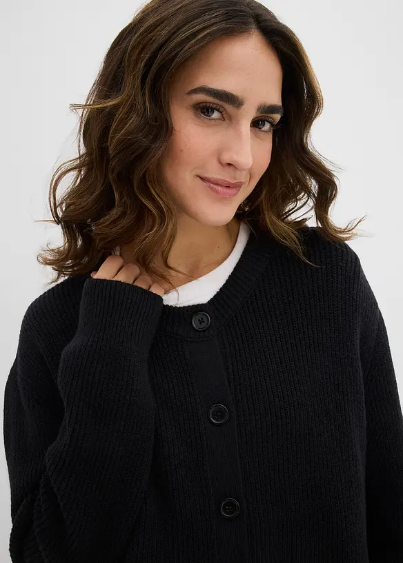 Cardigan girocollo in filato fine, bonprix