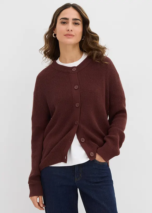 Cardigan girocollo in filato fine, bonprix