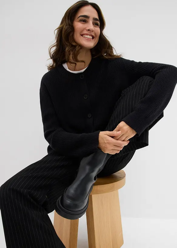 Cardigan girocollo in filato fine, bonprix