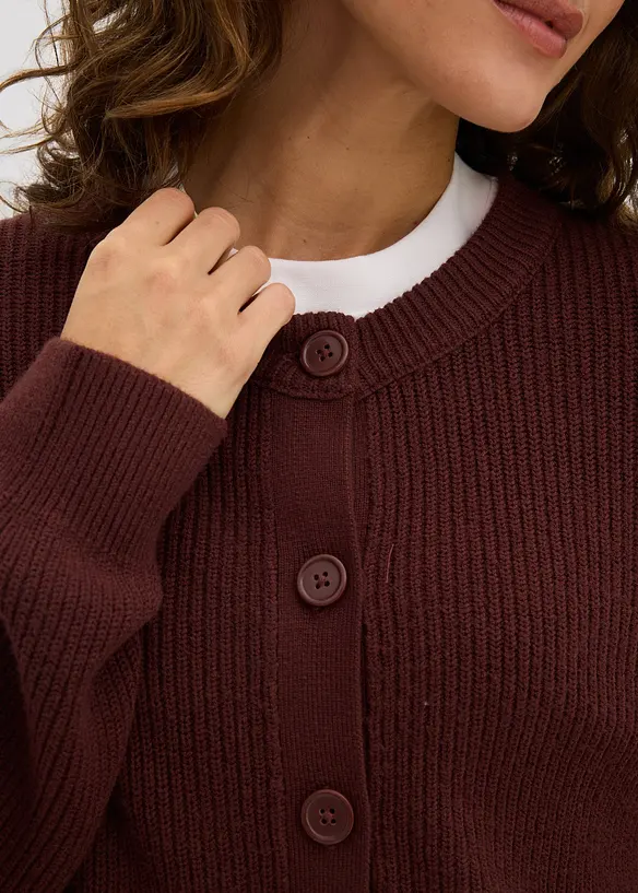 Cardigan girocollo in filato fine, bonprix