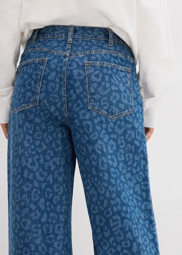 Jeans wide leg, vita media, bonprix