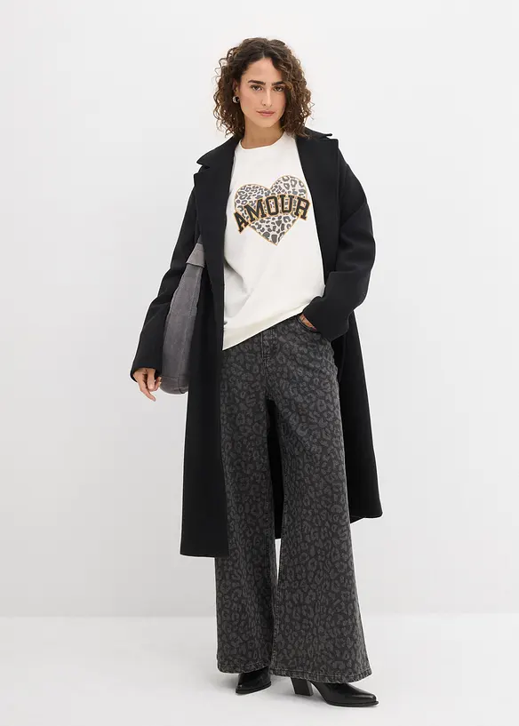 Felpa oversize in misto cotone, bonprix