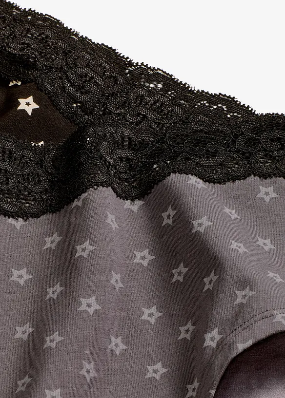 Culotte a vita alta con pizzo e cotone biologico (pacco da 4), bonprix