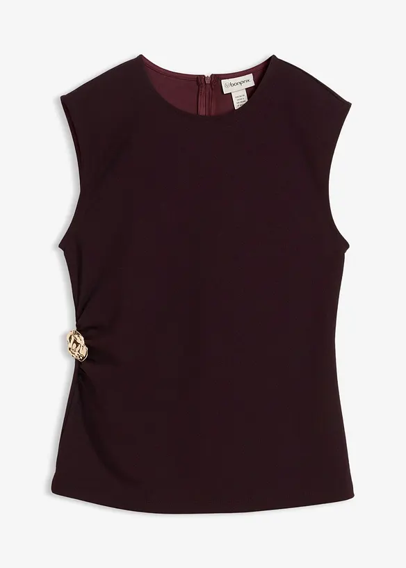 Top in crêpe con fibbia decorativa, bonprix