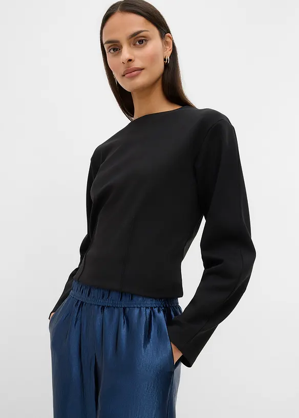 Pantaloni a palazzo satinati con elastico in vita, bonprix