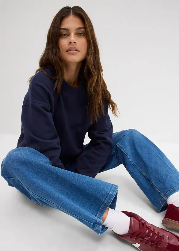 Jeans straight in cotone biologico, vita media, bonprix