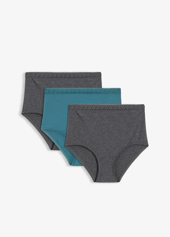 Slip a vita alta con cotone (pacco da 3), bonprix