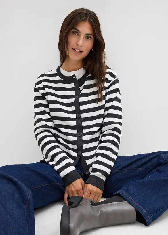 Cardigan girocollo in filato fine, bonprix