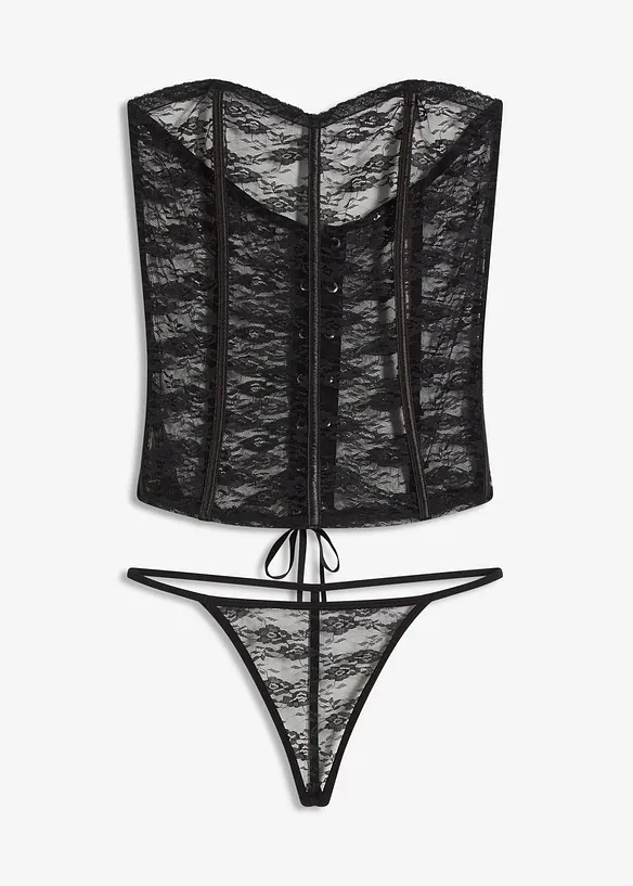 Corsetto e perizoma in pizzo (set 2 pezzi), bonprix