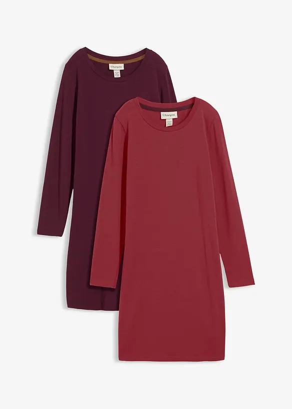 Abito in jersey aderente (pacco da 2), bonprix