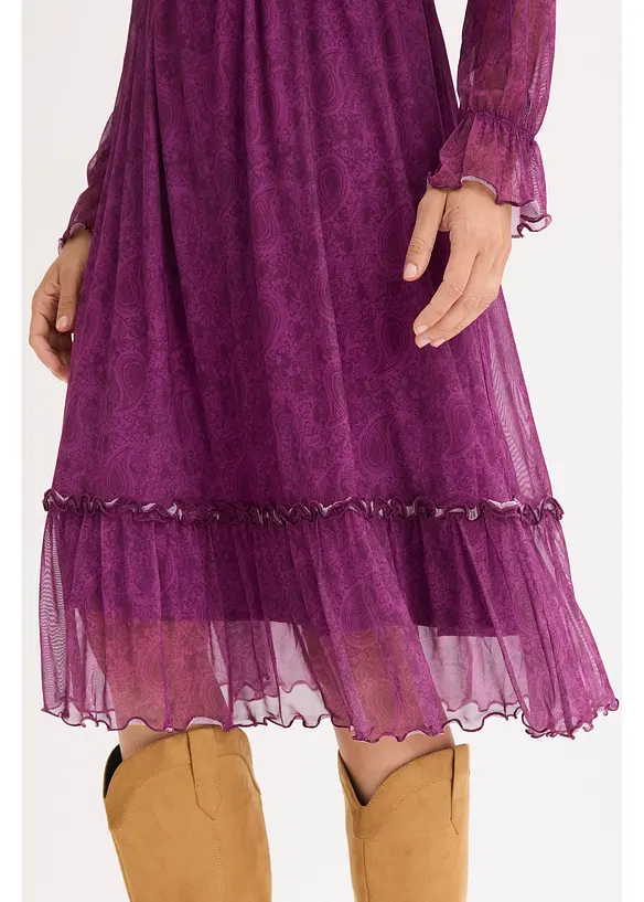 Abito midi in jersey e mesh, bonprix