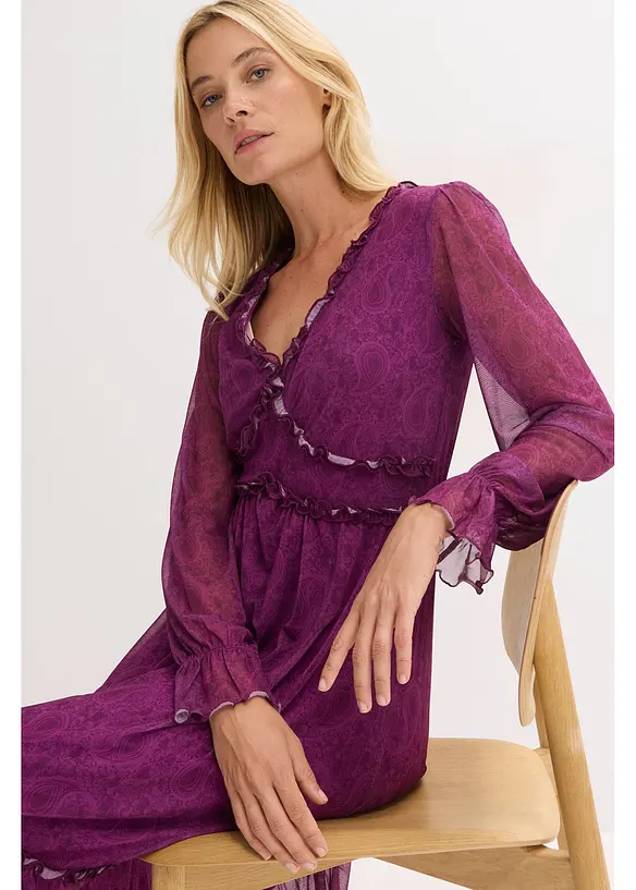 Abito midi in jersey e mesh, bonprix