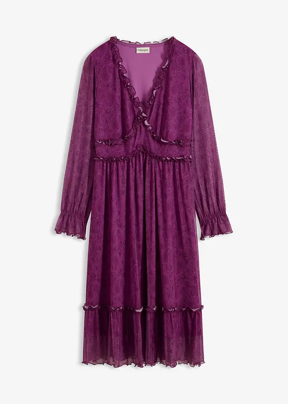 Abito midi in jersey e mesh, bonprix