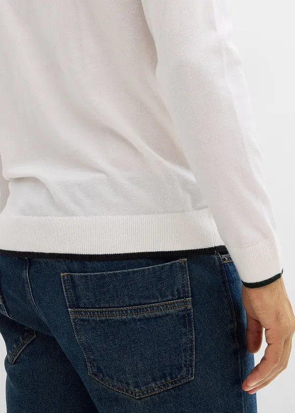 Maglione in filato fine con dettagli a contrasto, bonprix