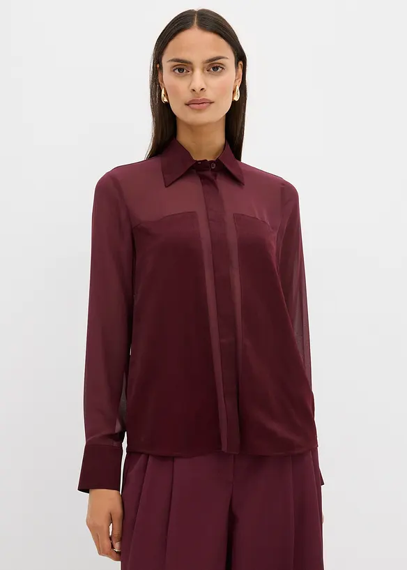 Camicia con inserto di satin, bonprix