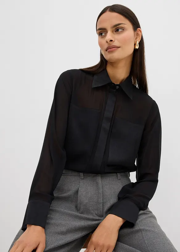 Camicia con inserto di satin, bonprix