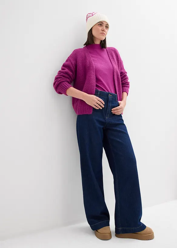 Cardigan oversize corto in filato grosso, bonprix