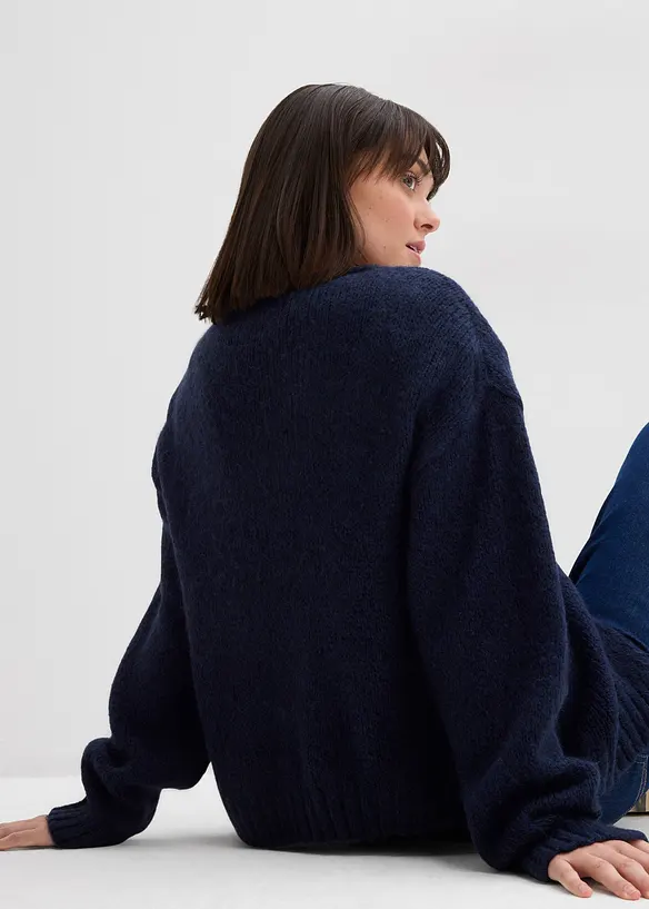 Cardigan oversize corto in filato grosso, bonprix