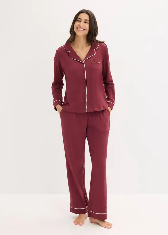 Pigiama in puro cotone con abbottonatura, bonprix