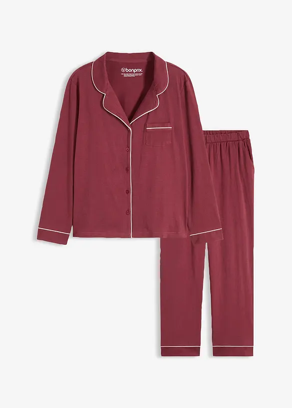 Pigiama in puro cotone con abbottonatura, bonprix