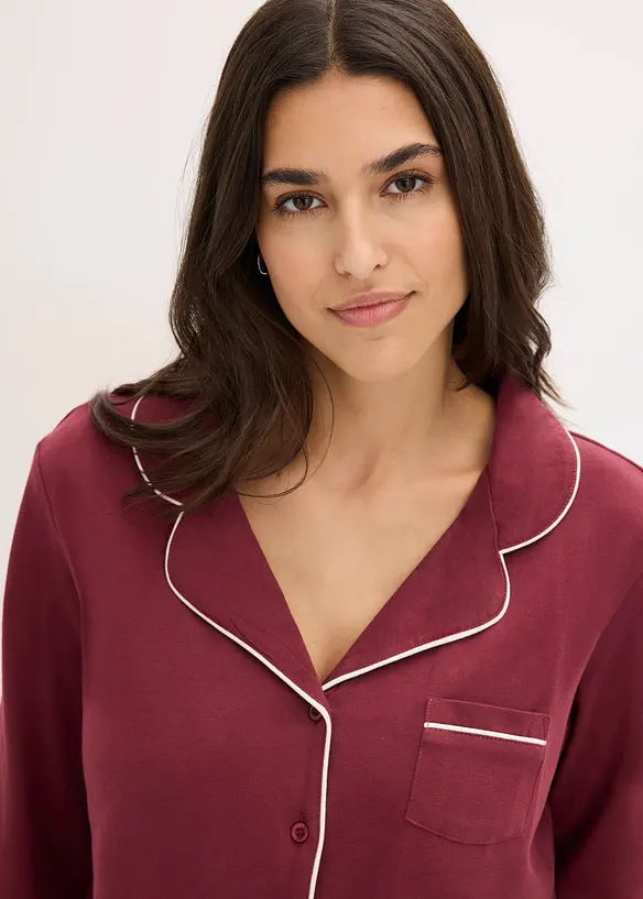 Pigiama in puro cotone con abbottonatura, bonprix