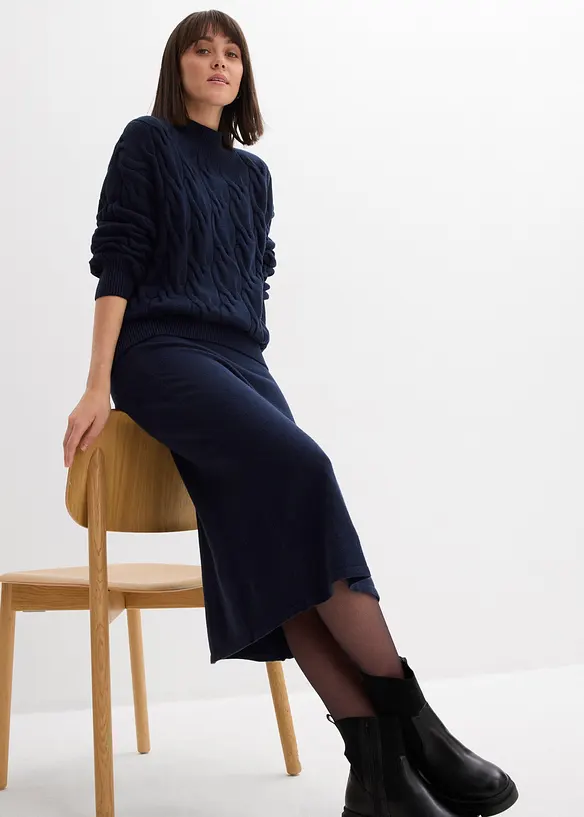 Gonna midi in misto viscosa morbido, bonprix