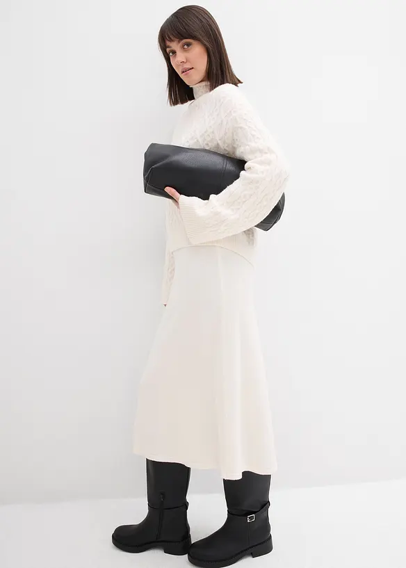 Gonna midi in misto viscosa morbido, bonprix