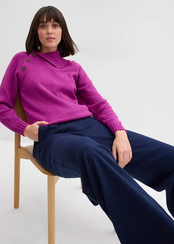 Pantaloni effetto lana con elastico in vita, bonprix