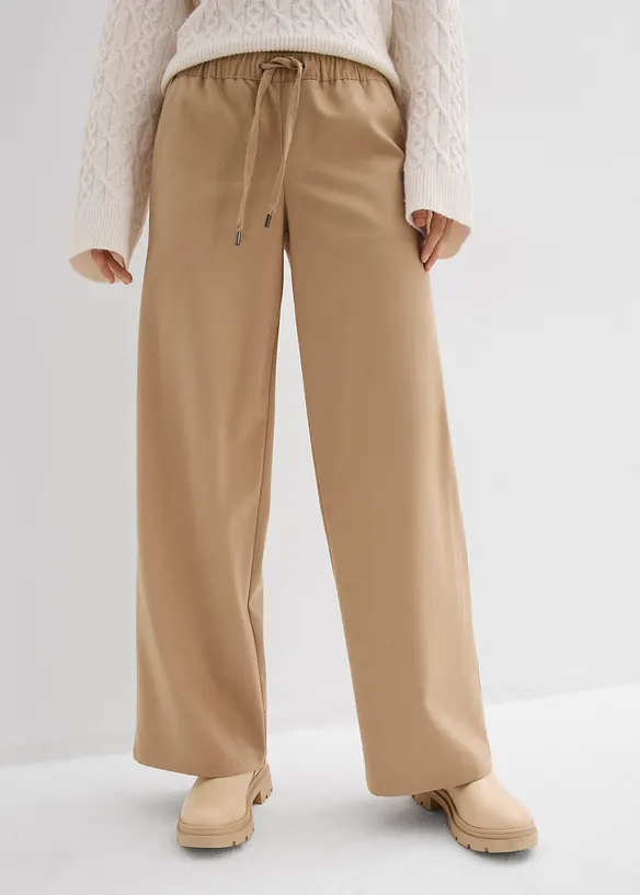 Pantaloni effetto lana con elastico in vita, bonprix