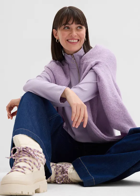 Maglia a costine in misto viscosa morbido, bonprix