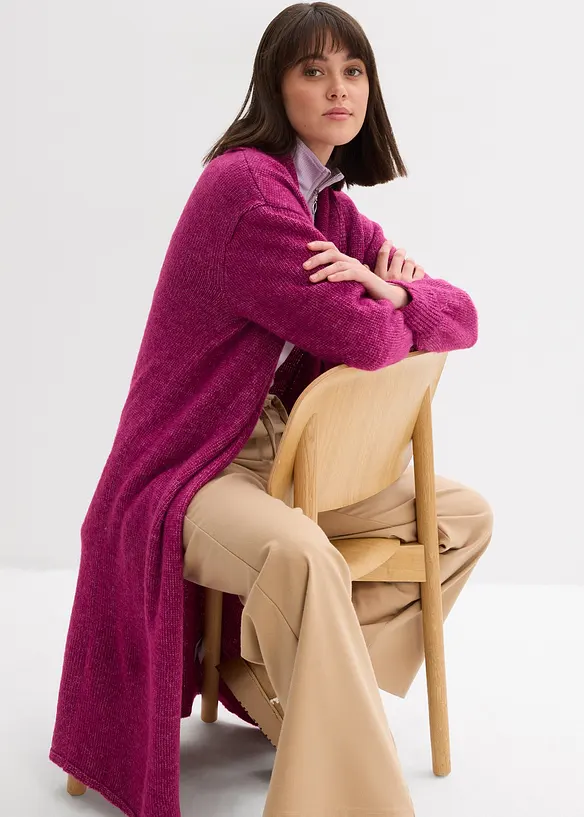 Maxi cardigan con effetto peloso, bonprix