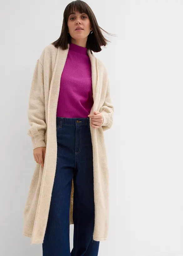 Maxi cardigan con effetto peloso, bonprix