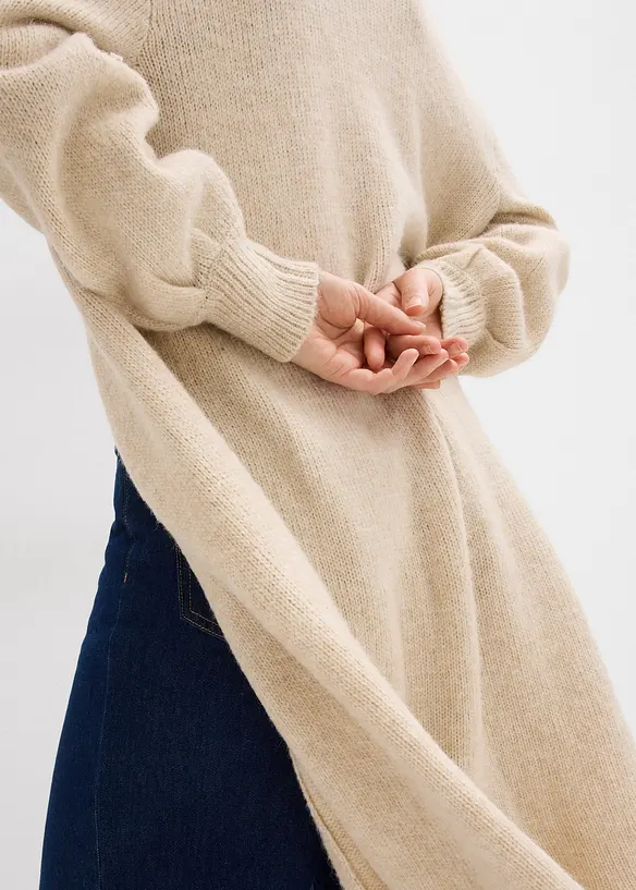 Maxi cardigan con effetto peloso, bonprix